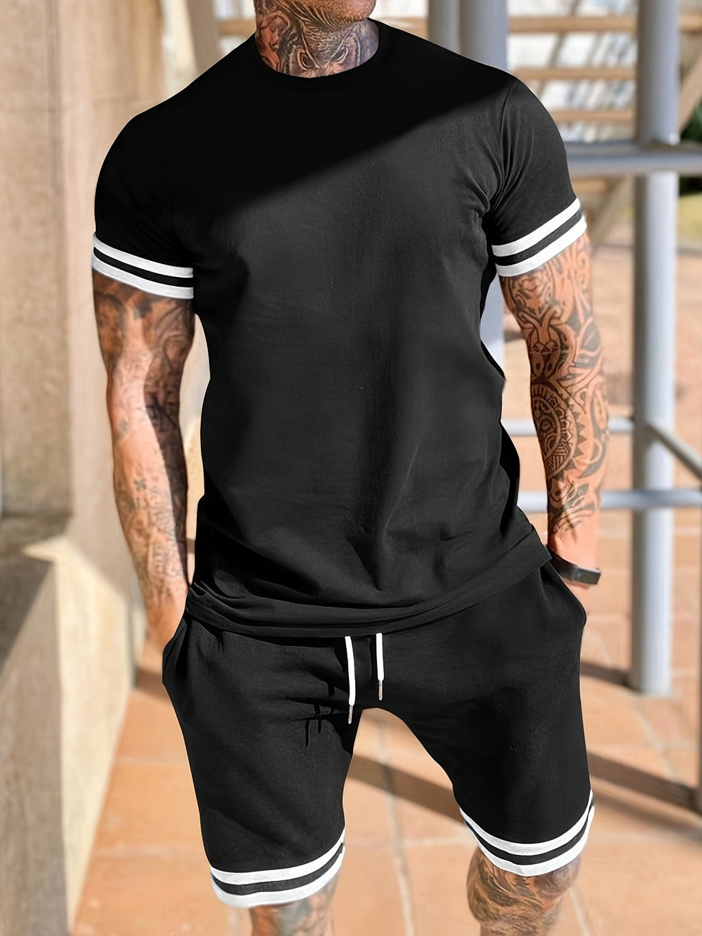 Men’s Short-sleeved T-shirt Casual Shorts Two-piece Set