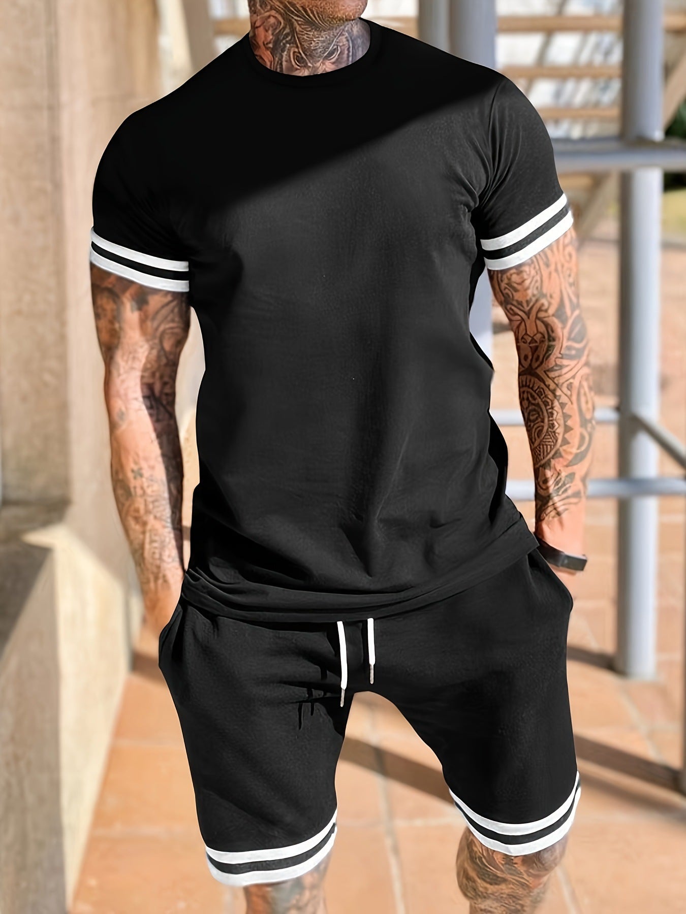 Men’s Short-sleeved T-shirt Casual Shorts Two-piece Set