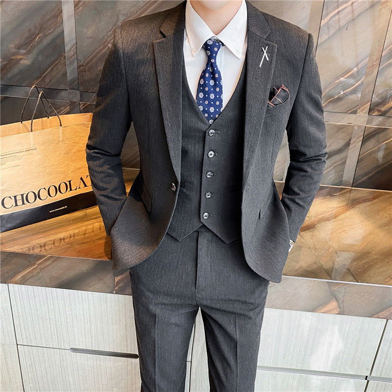 Men’s slim business handsome suit professional wear - Deep Grey / M