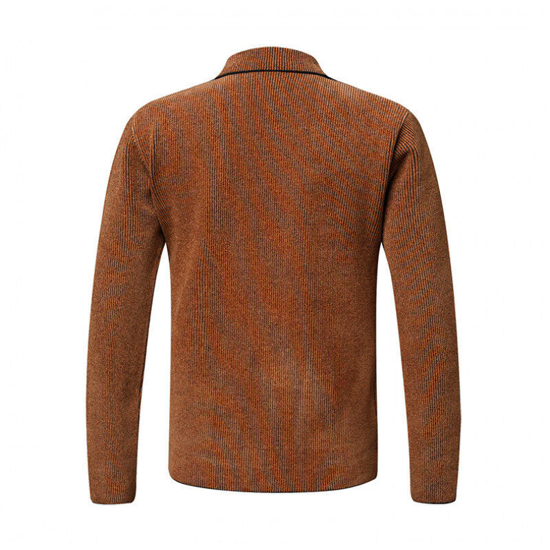Men’s Solid Color Cardigan Small Suit Knitted Jacket
