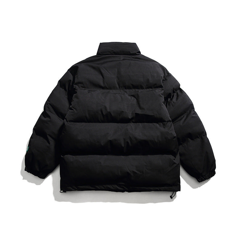 Men’s Solid Color Racing Elements Embroidered Letter Stand Collar Jacket