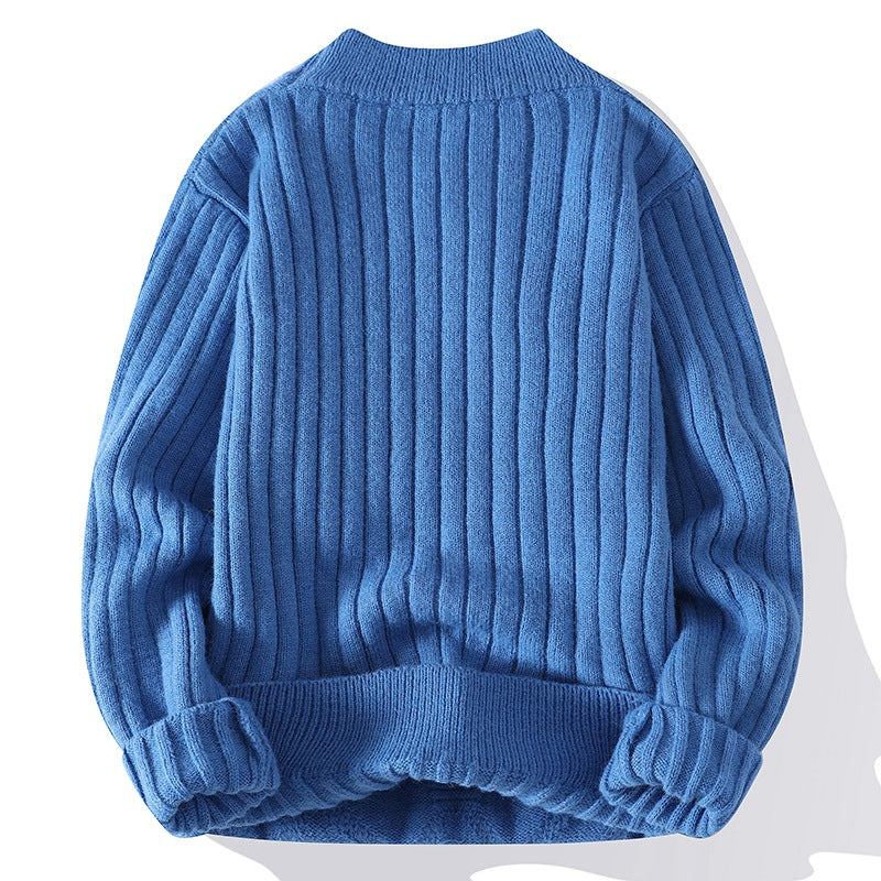 Men’s Solid Color Sweater Hong Kong Style Loose Fashion Twisted Flower