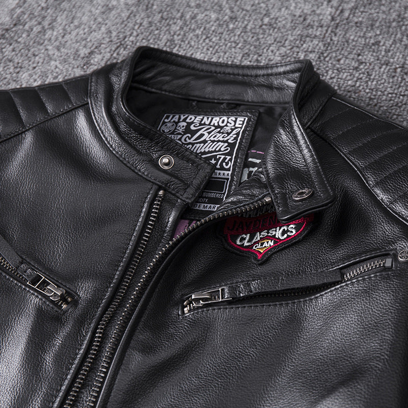 Men’s Stand Collar Motorcycle Clothing Jacket Coat
