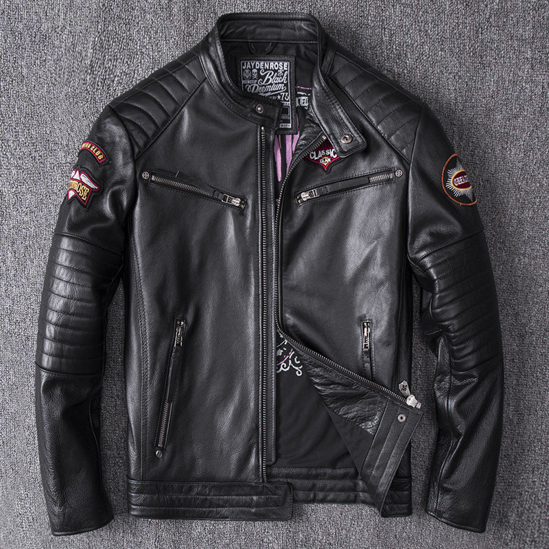 Men’s Stand Collar Motorcycle Clothing Jacket Coat