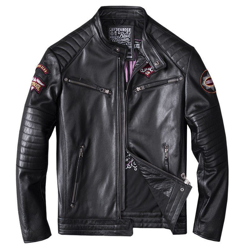 Men’s Stand Collar Motorcycle Clothing Jacket Coat