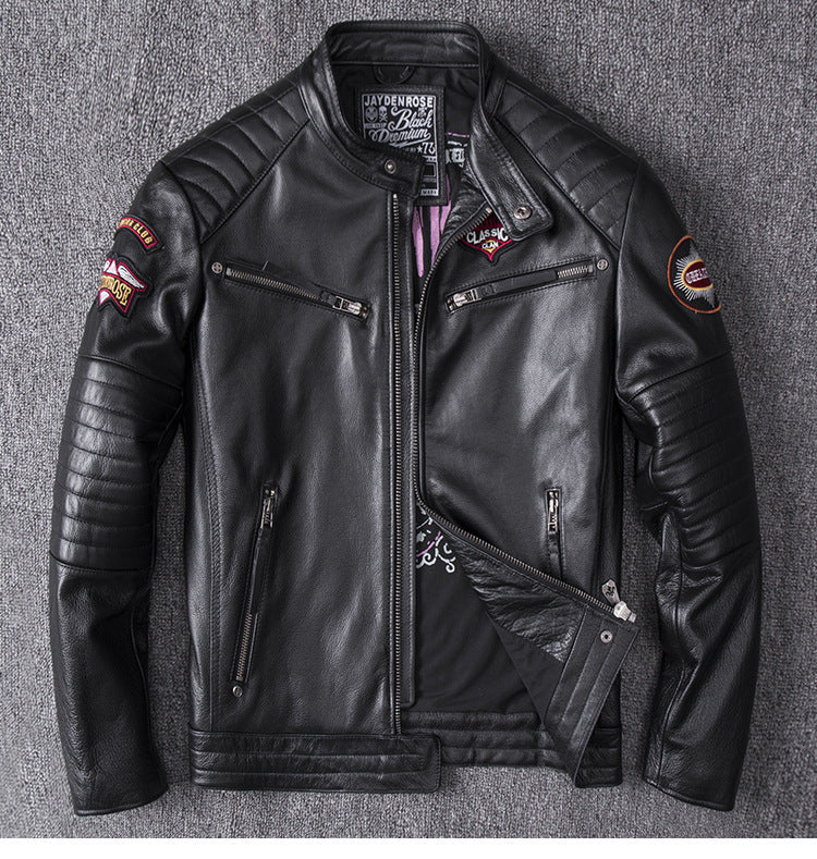 Men’s Stand Collar Motorcycle Clothing Jacket Coat