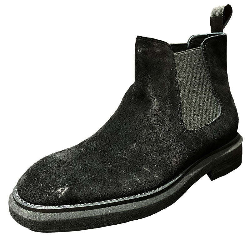 Black suede Chelsea boot from Men’s Style Vintage Leather Martin Boots, perfect for luxury fashion online