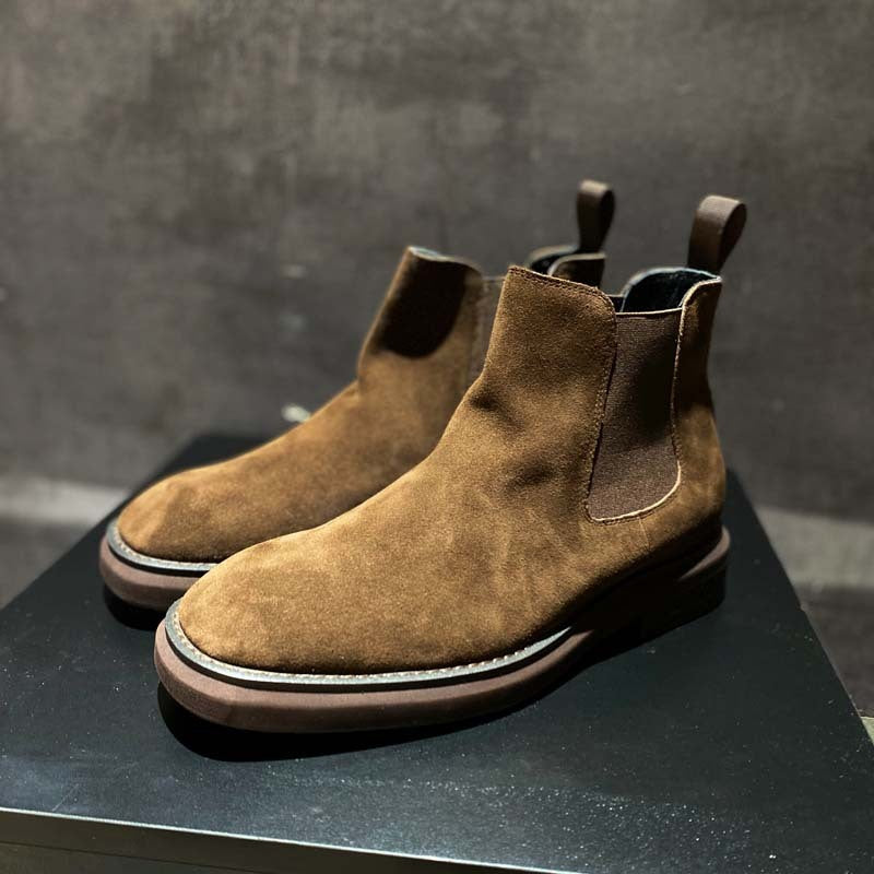 Brown suede Chelsea boots from Men’s Style Vintage Leather Martin Boots, perfect luxury fashion for all