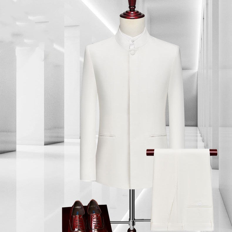 Men’s Suit Set White Zhongshan Suit
