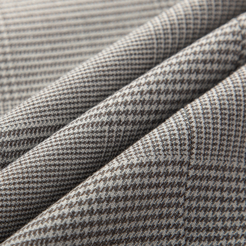 Men’s Suit Slim Fit Business Casual Gray Lattice Pattern Three-piece Suit