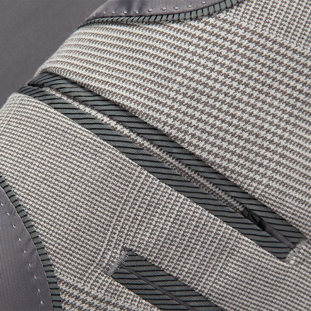 Men’s Suit Slim Fit Business Casual Gray Lattice Pattern Three-piece Suit