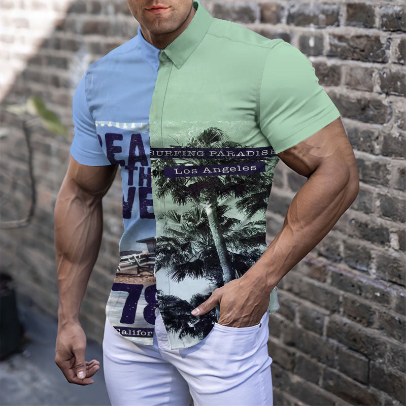 Men’s Summer Beach Print Shirt - WQ7 Coconut / S