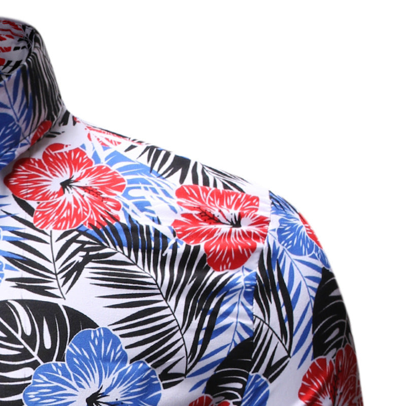 Men’s Summer Beach Short-sleeved Floral Shirt