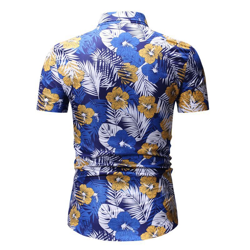 Men’s Summer Beach Short-sleeved Floral Shirt