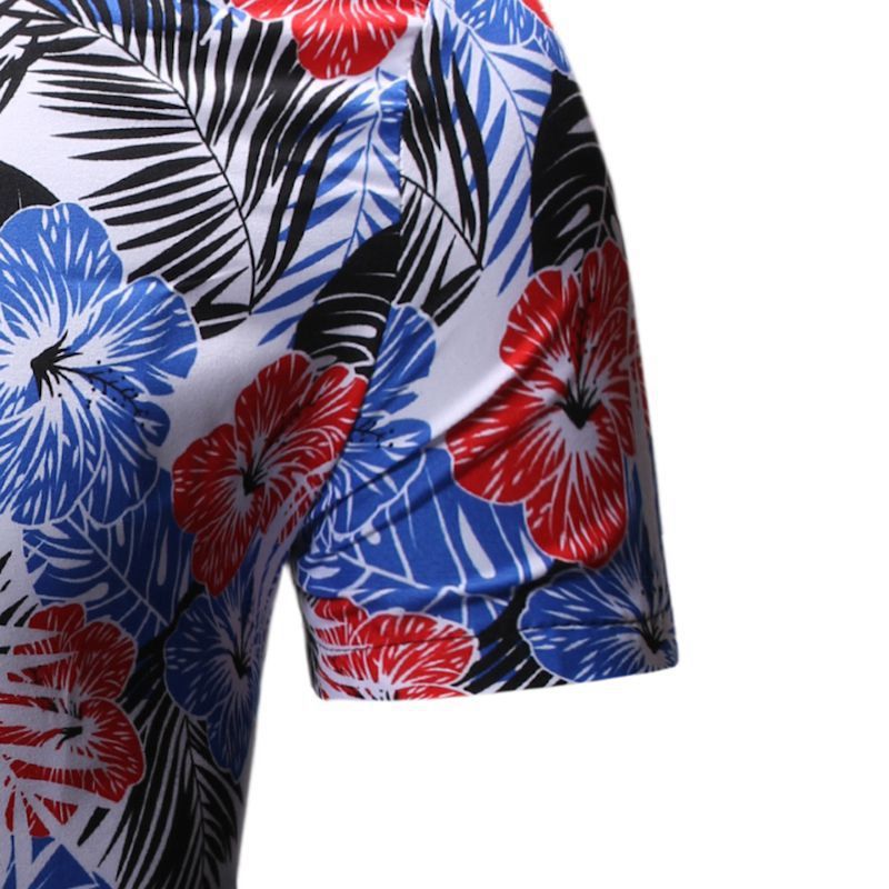 Men’s Summer Beach Short-sleeved Floral Shirt