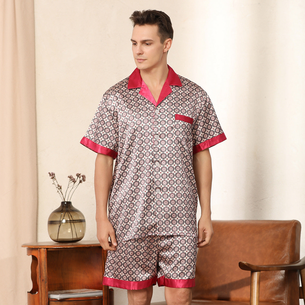 Men’s Summer Printed Short-sleeved Shorts Pajamas