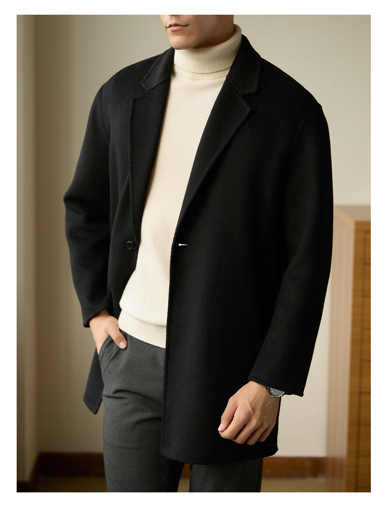 Men’s Thermal Wool Blazer Collar Coat - Black / M