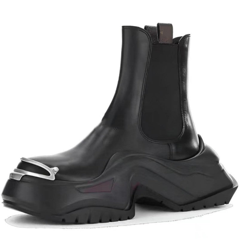 Men’s Thick-soled Inner Elevating Boots - Black / 35