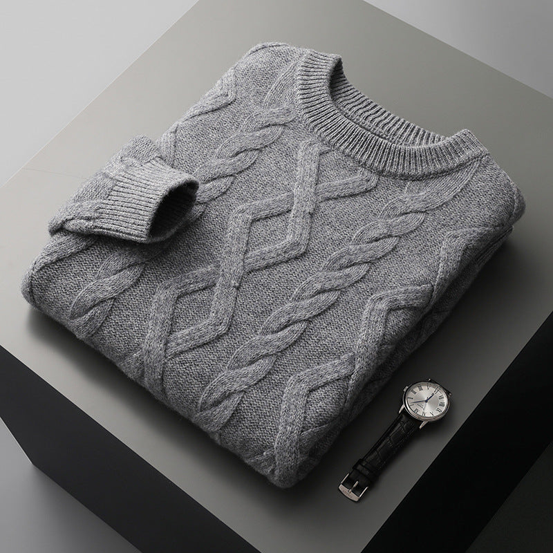 Men’s Thickened Round Neck Sweater Pullover Knitting Bottoming Shirt
