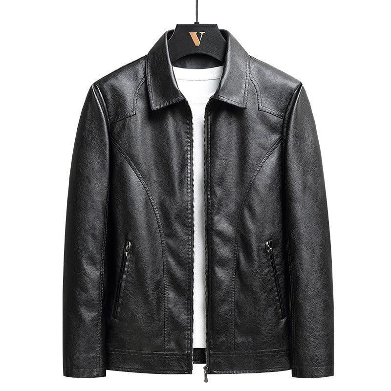 Men’s Thin Leather Jacket - Black / M