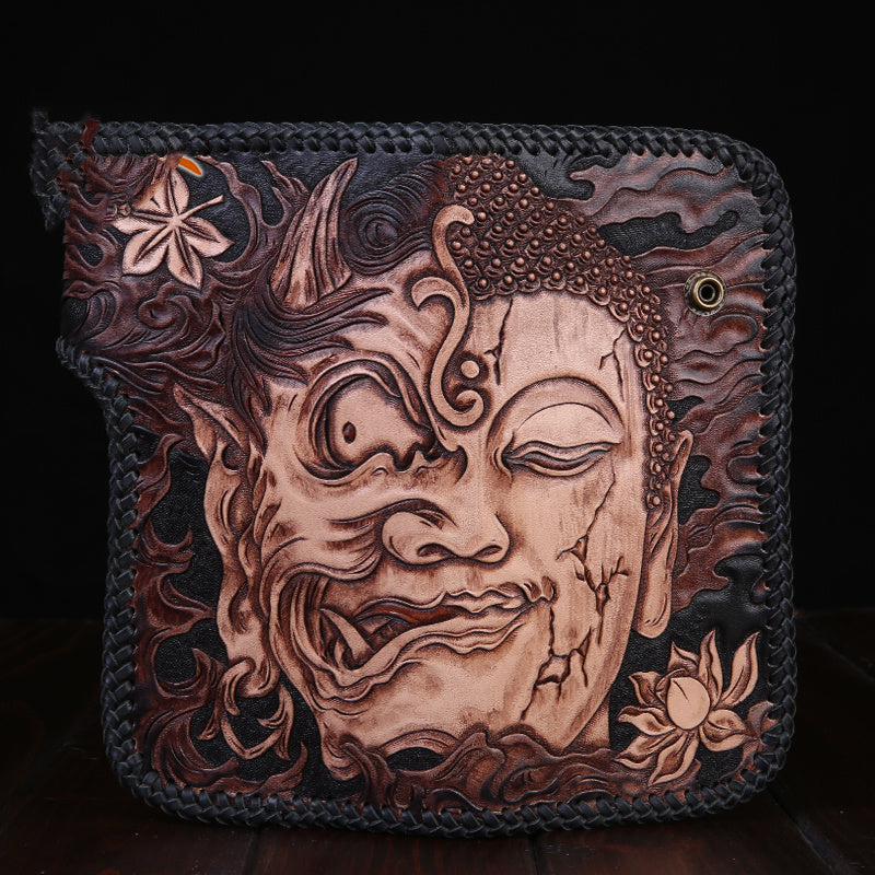 Men’s Top Layer Cow Leather Carving Wallet