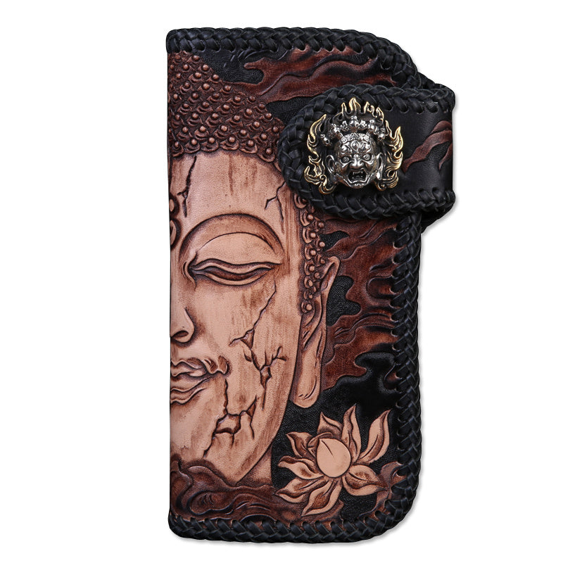 Men’s Top Layer Cow Leather Carving Wallet