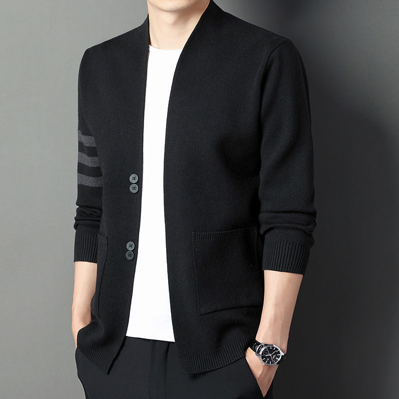 Men’s Tops Spring And Autumn Coat Thin - Black / M