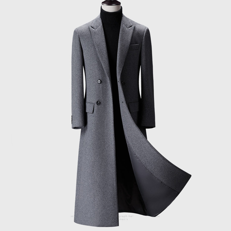 Men’s trench coat woolen cloth - Grey / 3XL