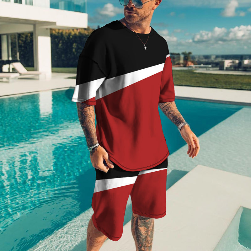 Men’s Trendy Casual Beach Style Texture 3D Digital Suit - 2 Style / S