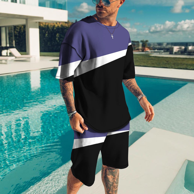 Men’s Trendy Casual Beach Style Texture 3D Digital Suit