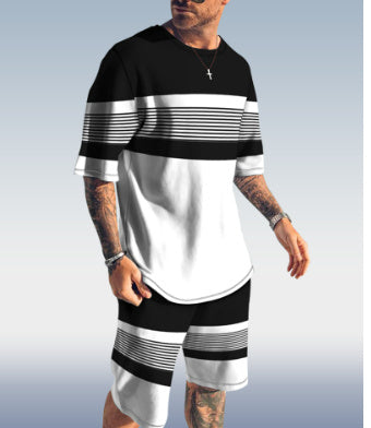 Men’s Trendy Casual Beach Style Texture 3D Digital Suit - 28style / 2XL