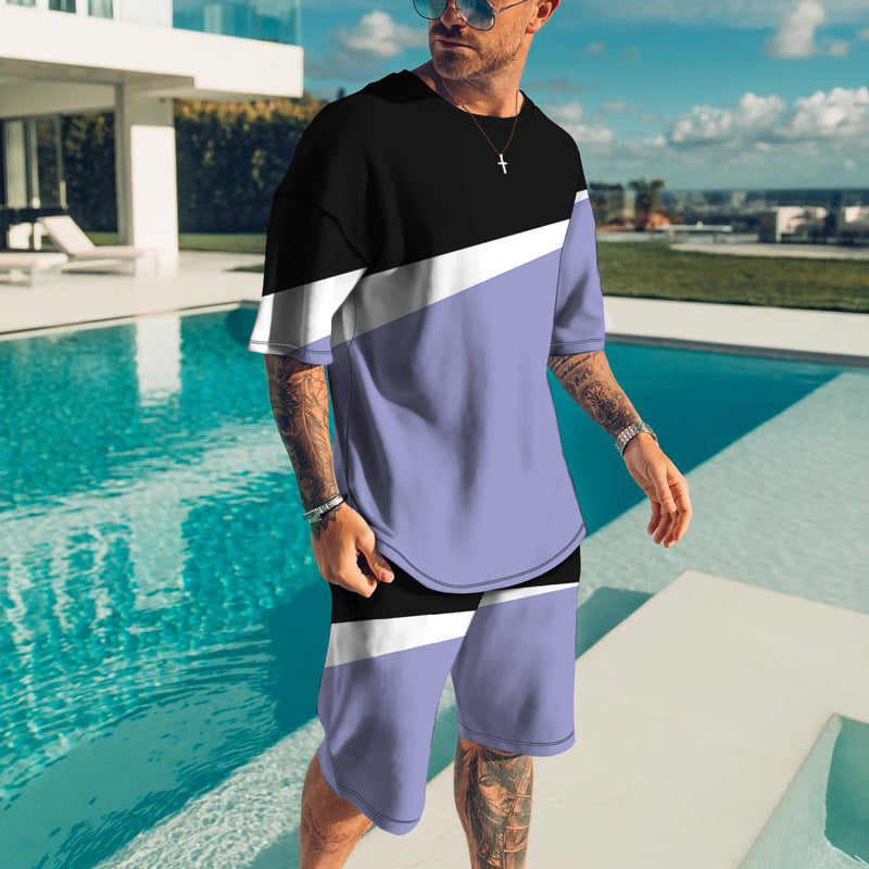 Men’s Trendy Casual Beach Style Texture 3D Digital Suit - 3 Style / S