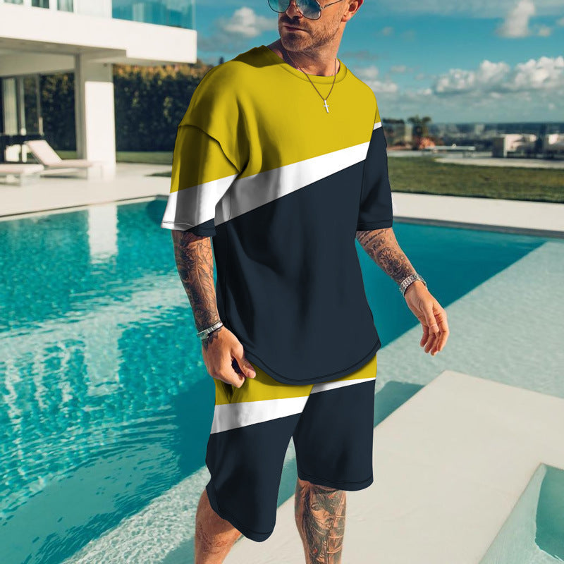 Men’s Trendy Casual Beach Style Texture 3D Digital Suit - 4 Style / S