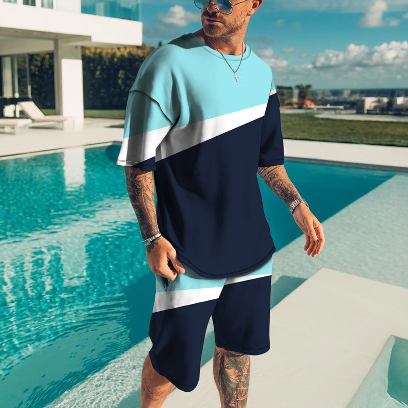 Men’s Trendy Casual Beach Style Texture 3D Digital Suit - 6 Style / S