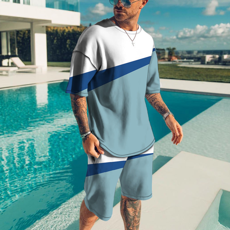 Men’s Trendy Casual Beach Style Texture 3D Digital Suit - 7 Style / S