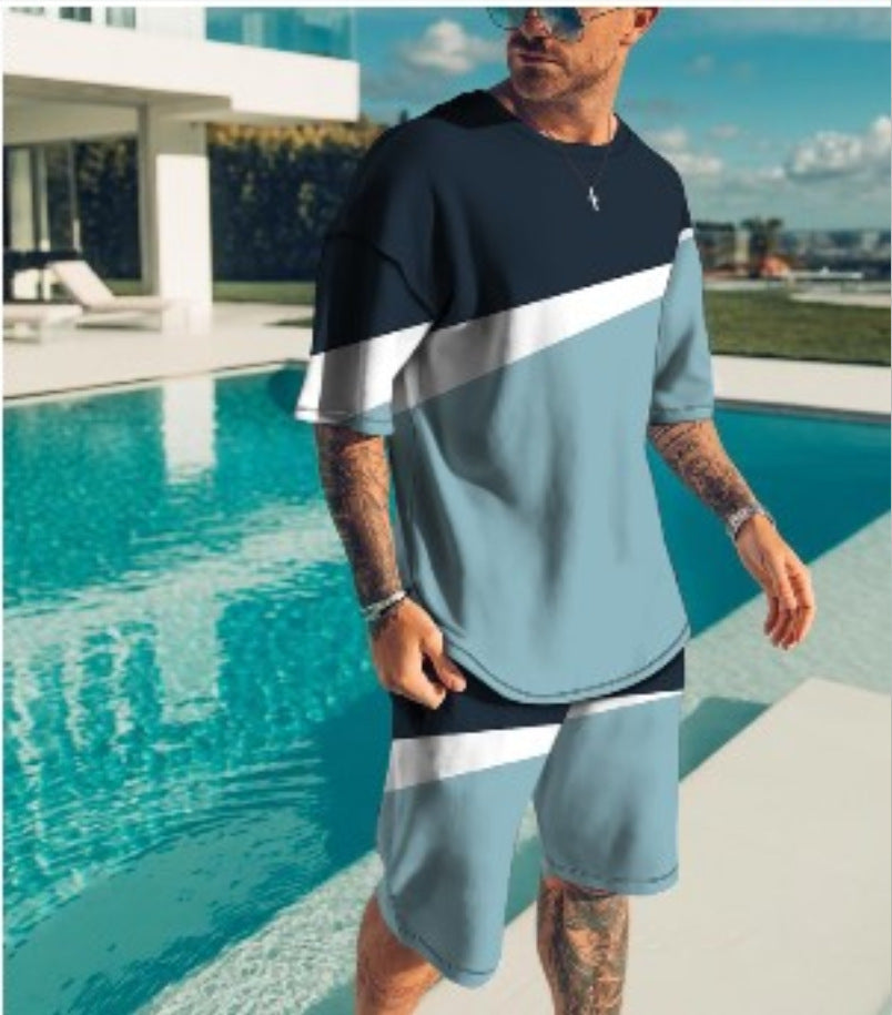 Men’s Trendy Casual Beach Style Texture 3D Digital Suit - 8 Style / S