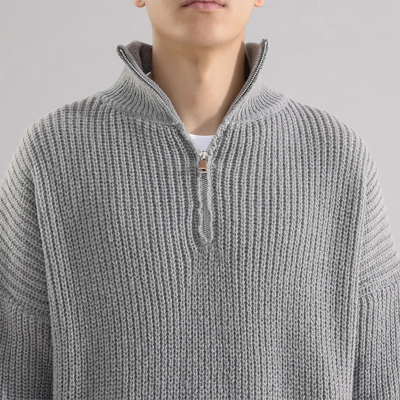 Men’s Turtleneck Half Zipper Thickening Thermal Sweater