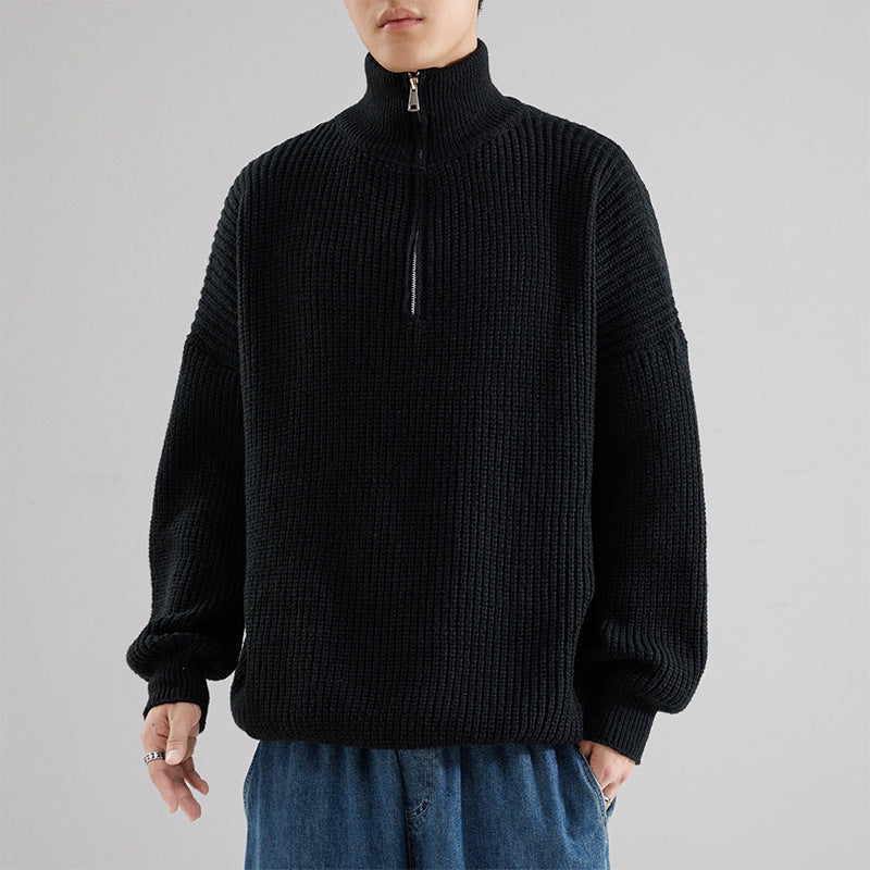 Men’s Turtleneck Half Zipper Thickening Thermal Sweater