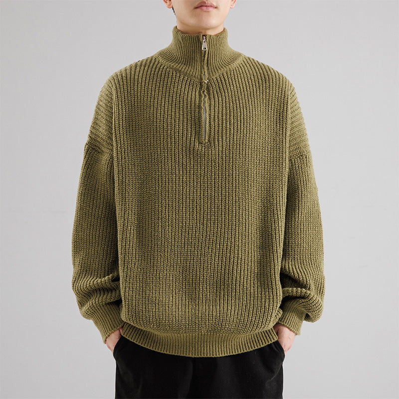 Men’s Turtleneck Half Zipper Thickening Thermal Sweater
