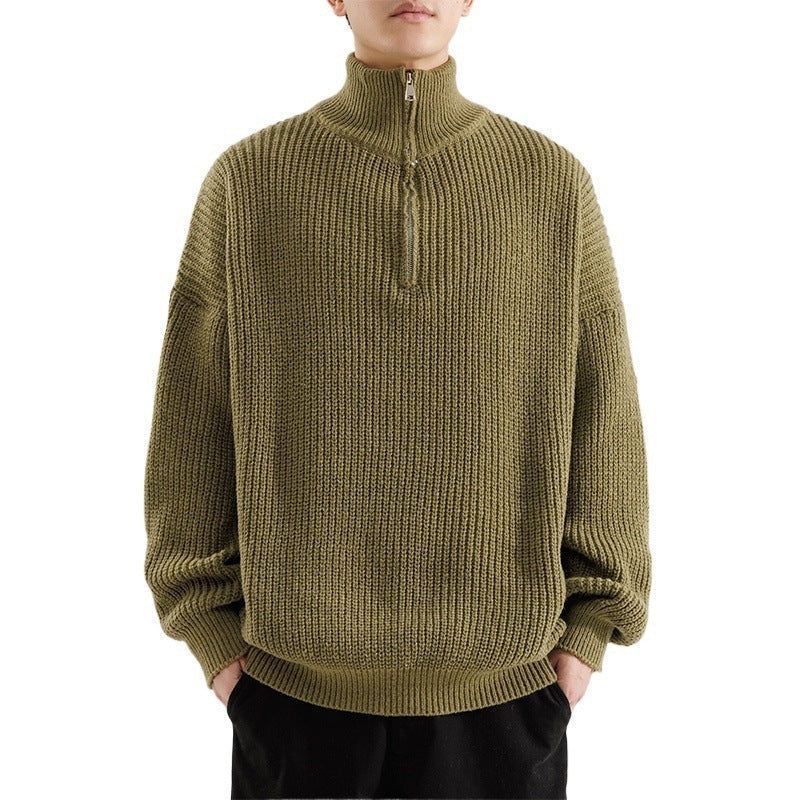 Men’s Turtleneck Half Zipper Thickening Thermal Sweater