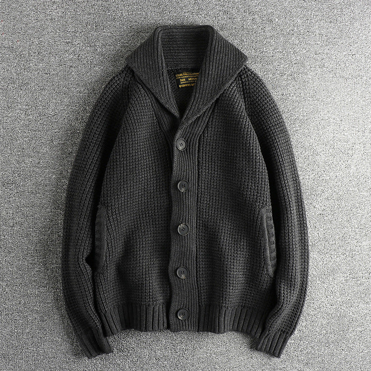 Men’s Vintage Wool Blended Sweater - Dark Gray / S