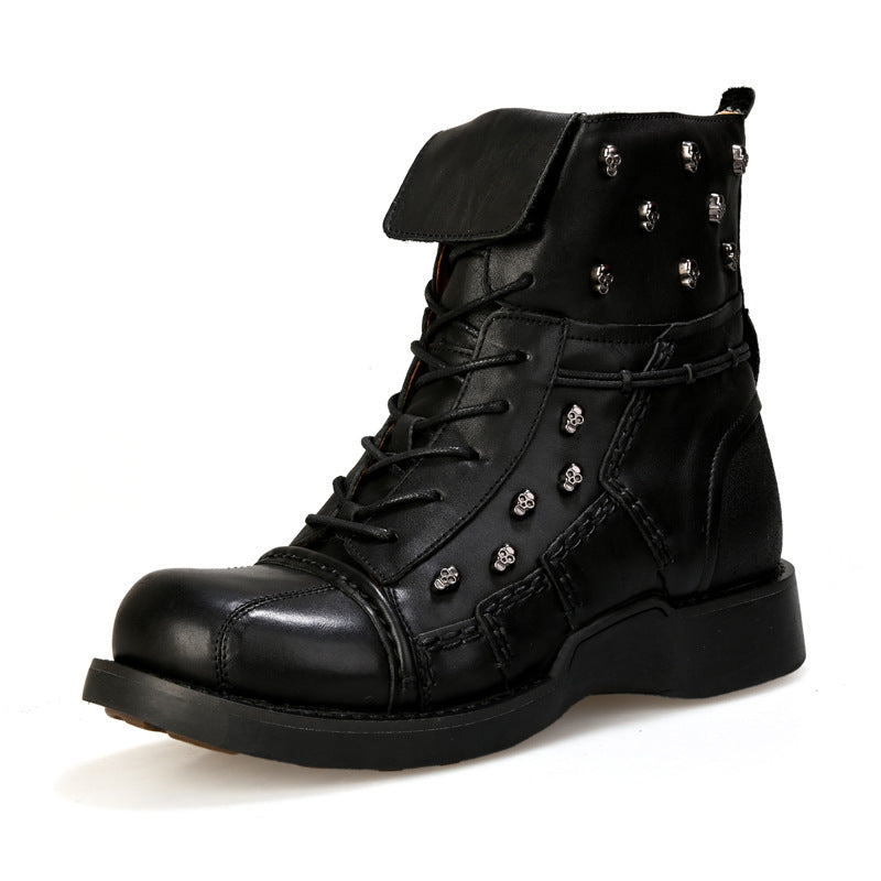 Men’s Warm Work Clothing Motorcycle Waterproof High-top Steampunk Leather Boots