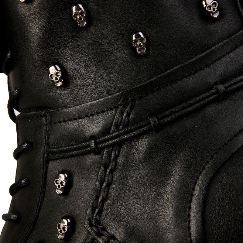 Men’s Warm Work Clothing Motorcycle Waterproof High-top Steampunk Leather Boots