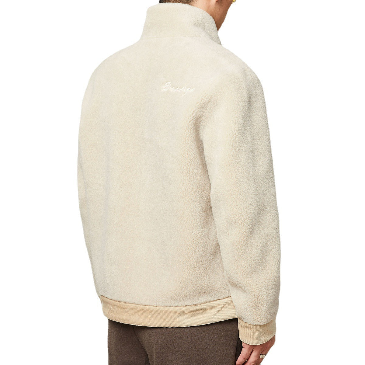 Men’s Winter Faux Lamb Warm Thick Jacket Casual Style Stand Collar Solid Color