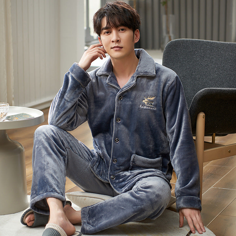 Men’s Winter Flannel Pajamas Suit