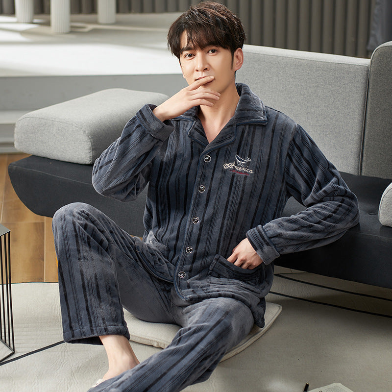 Men’s Winter Flannel Pajamas Suit - YD9292 / L