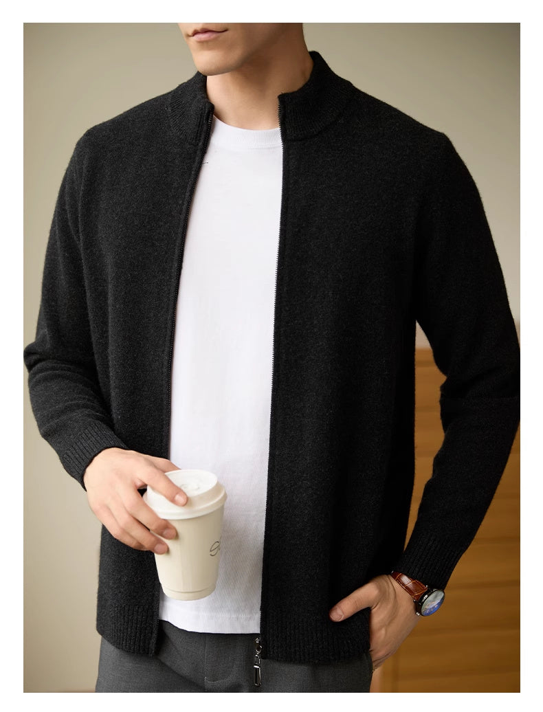 Men’s Zipper Stand-up Collar Cardigan Coat