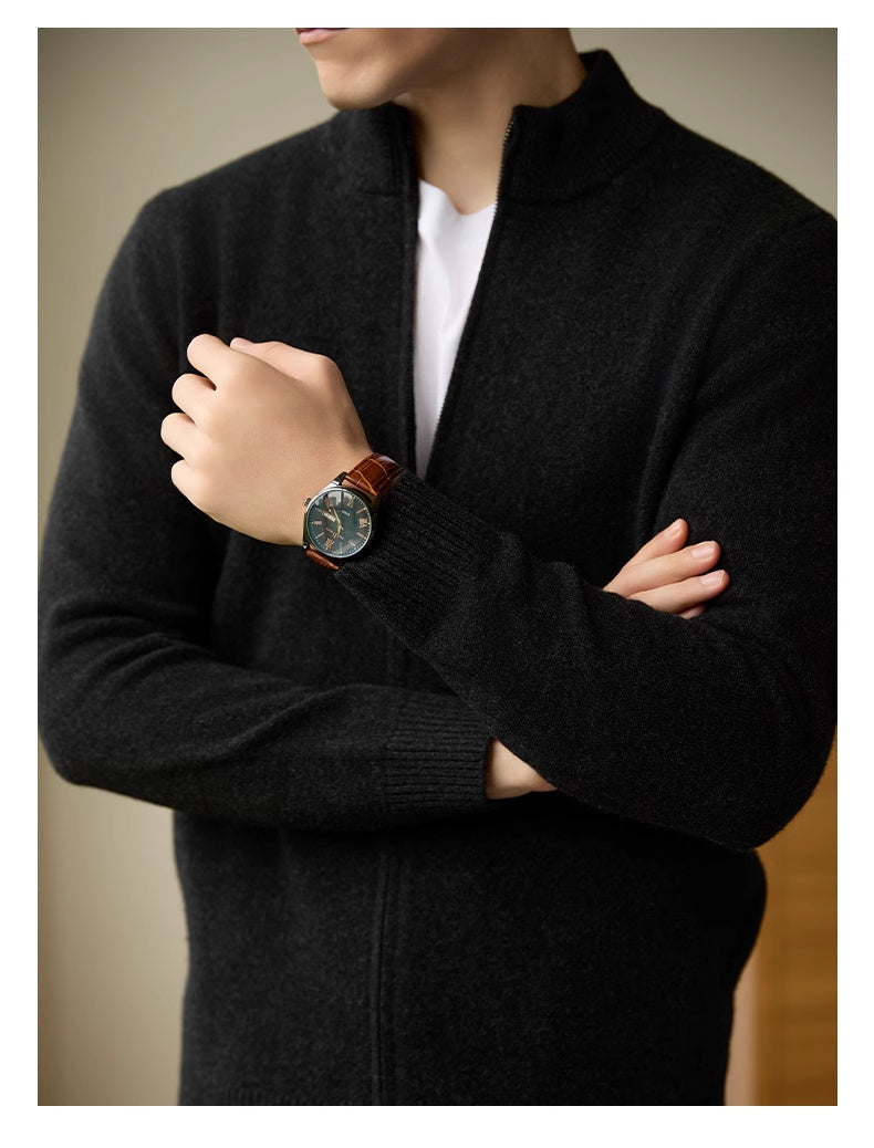 Men’s Zipper Stand-up Collar Cardigan Coat