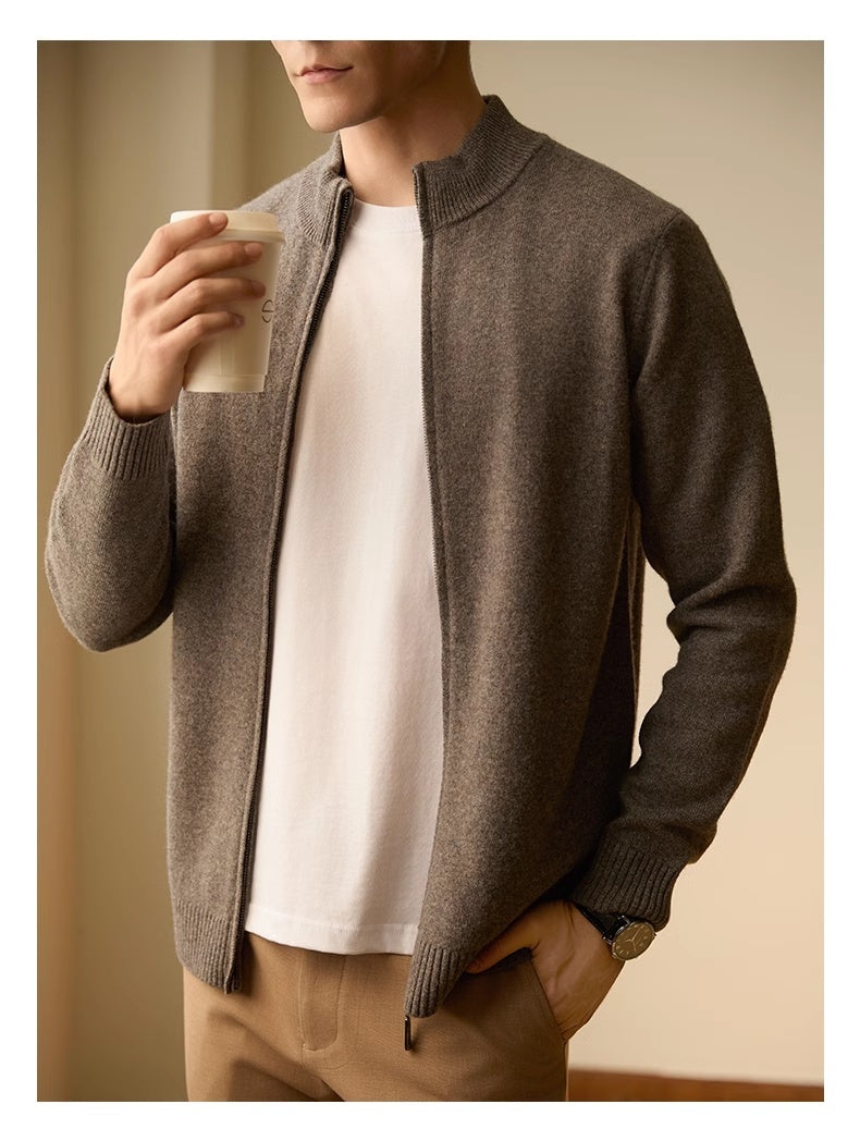 Men’s Zipper Stand-up Collar Cardigan Coat