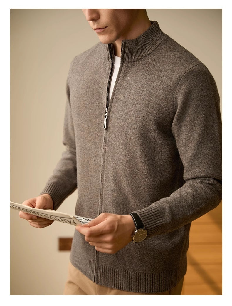 Men’s Zipper Stand-up Collar Cardigan Coat